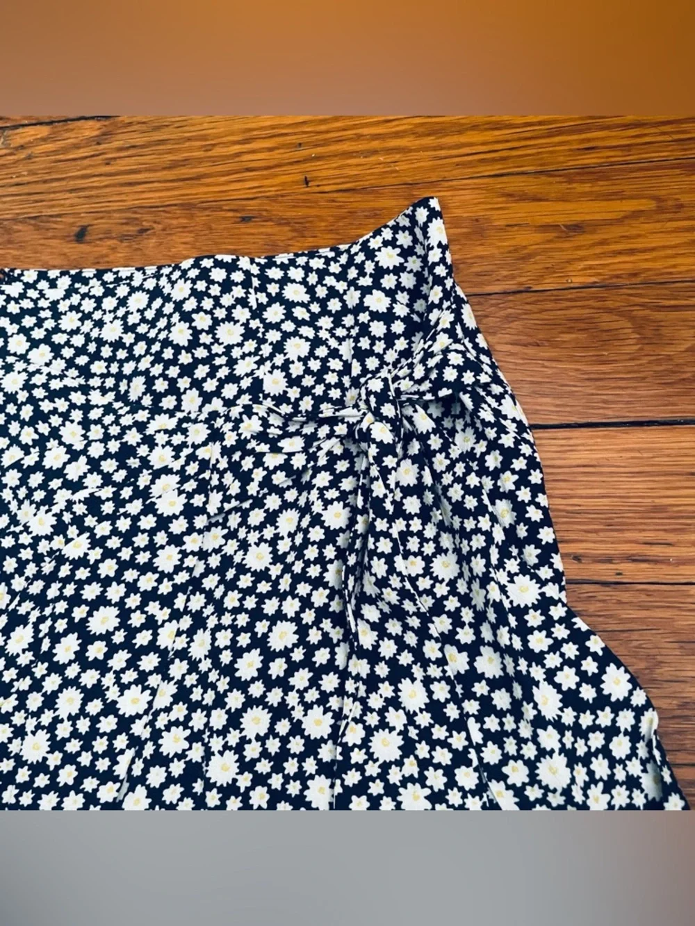 NWT Sezane Navy Daisy Wrap Miniskirt Jupe Pacome Fond Bleu Size 42/10